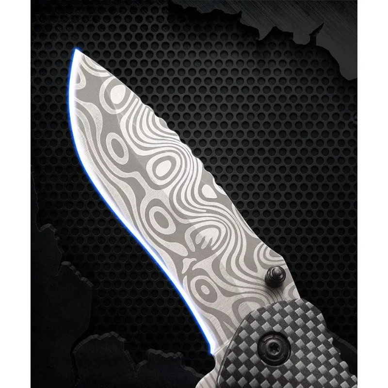 Faca Dobrável em Aço Damasco – Faca Bruta pra Sobrevivência, Camping e Trabalho no Agro - Imagem 2