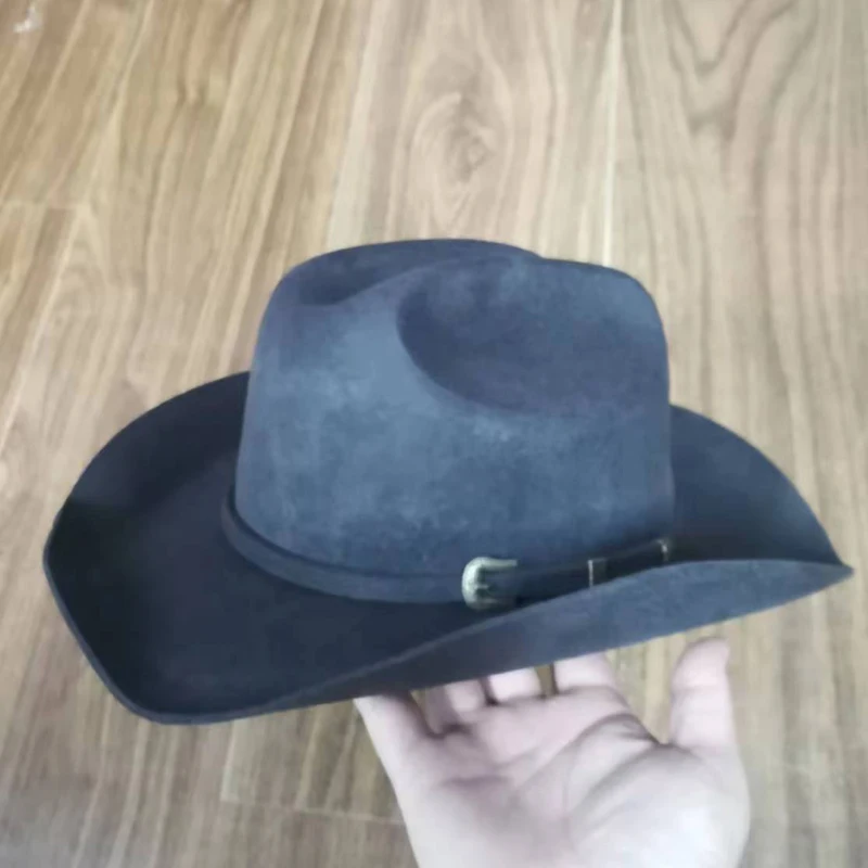 Chapéu Cowboy Western Unissex 100% Lã – Estilo Vintage com Aba Larga – Cowboy - Imagem 8