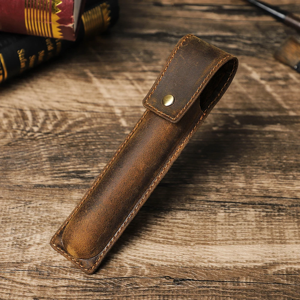 Porta Canetas em Couro Legítimo Artesanal – Estojo de Couro
