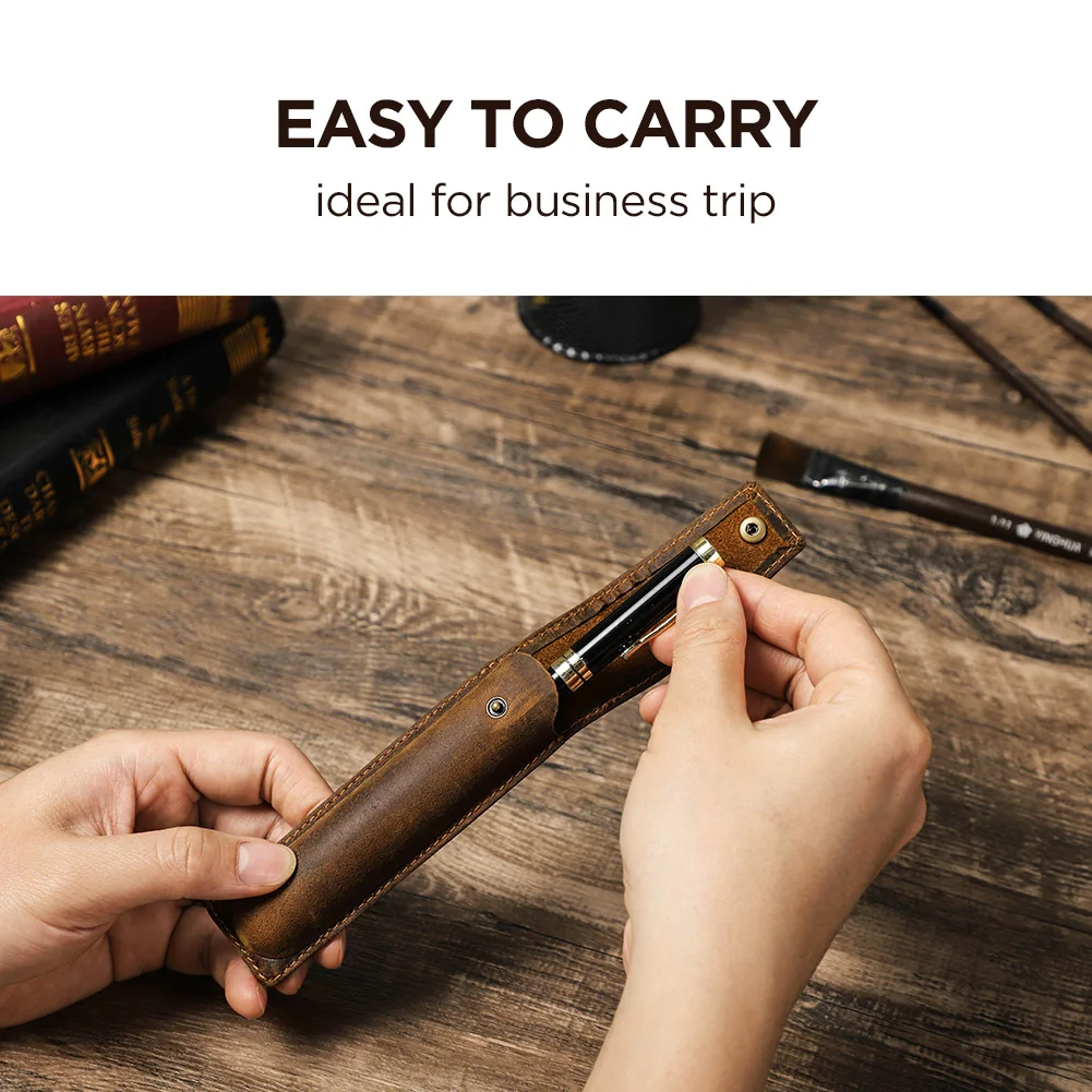 Porta Canetas em Couro Legítimo Artesanal – Estojo de Couro - Imagem 3