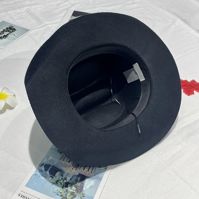 Chapéu Cowboy Western Unissex 100% Lã – Estilo Vintage com Aba Larga – Cowboy - Imagem 4