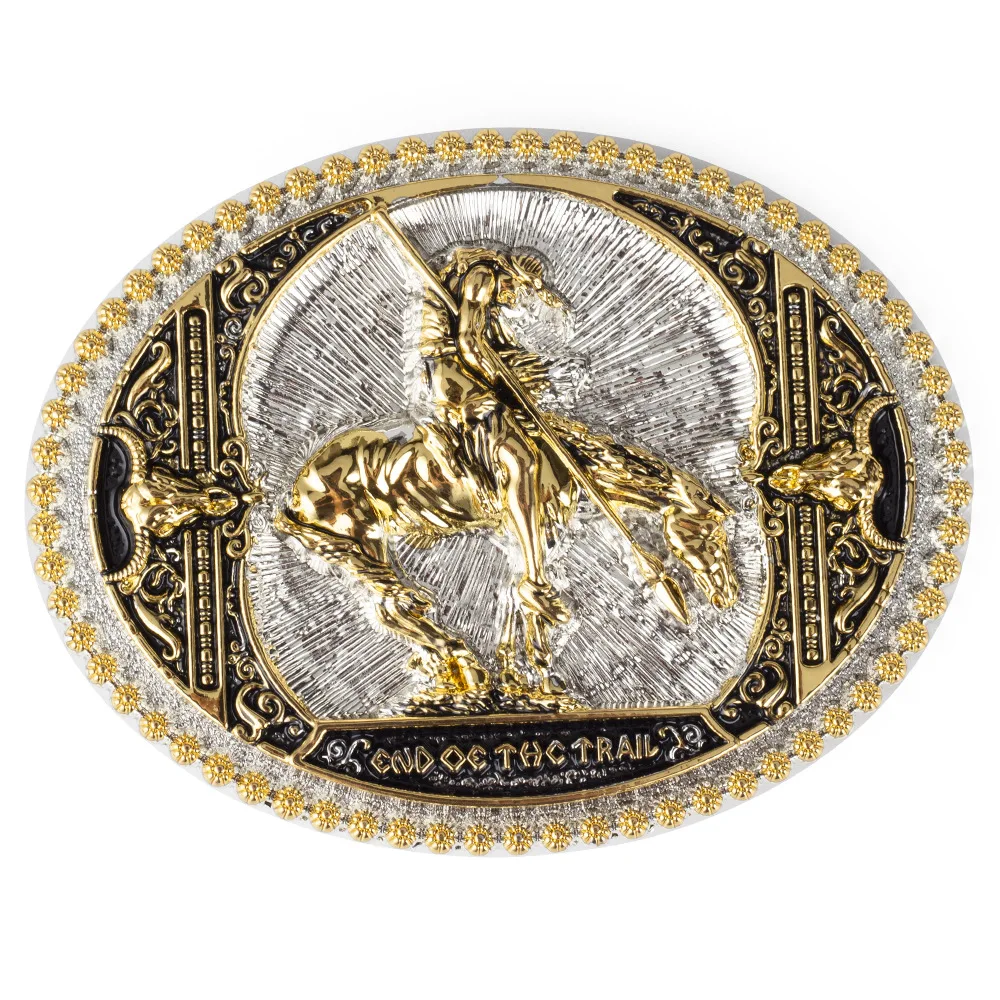 Fivela Knight Belt Buckle Golden Silver Bullfighter for 3.8cm