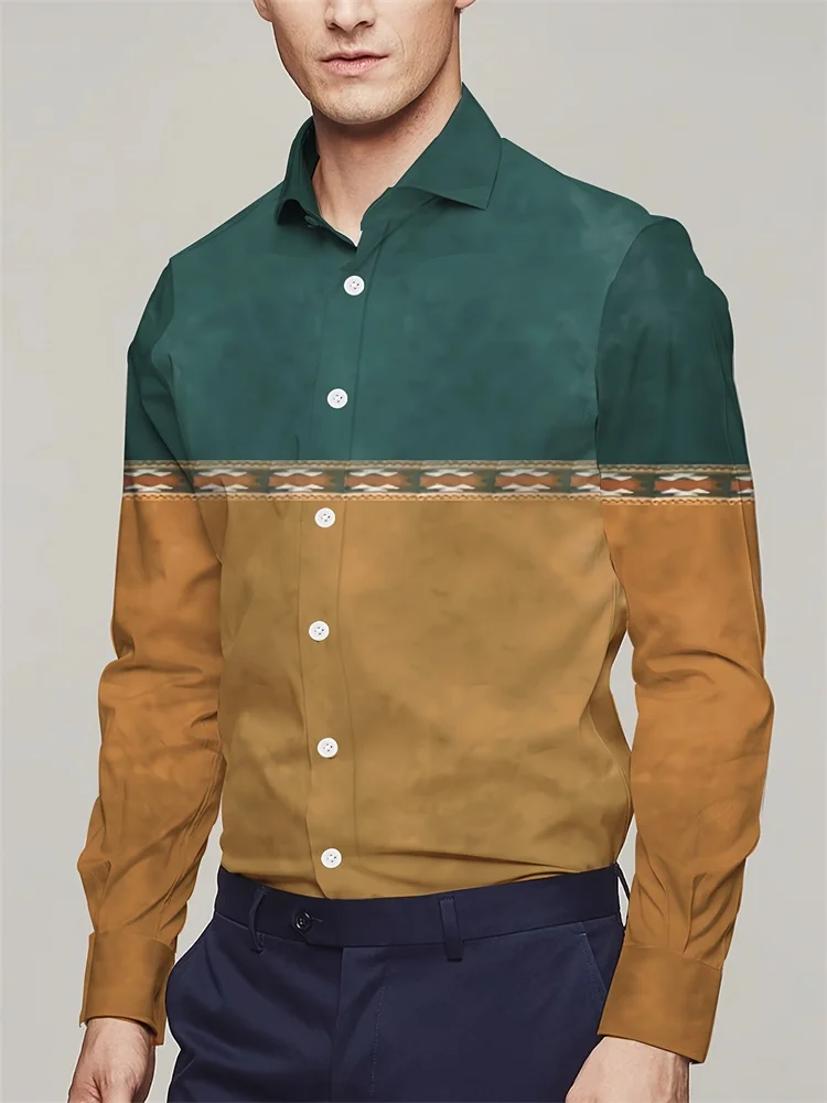 Camisa Masculina Casual 3D Estilo Cowboy – Manga Longa - Imagem 25