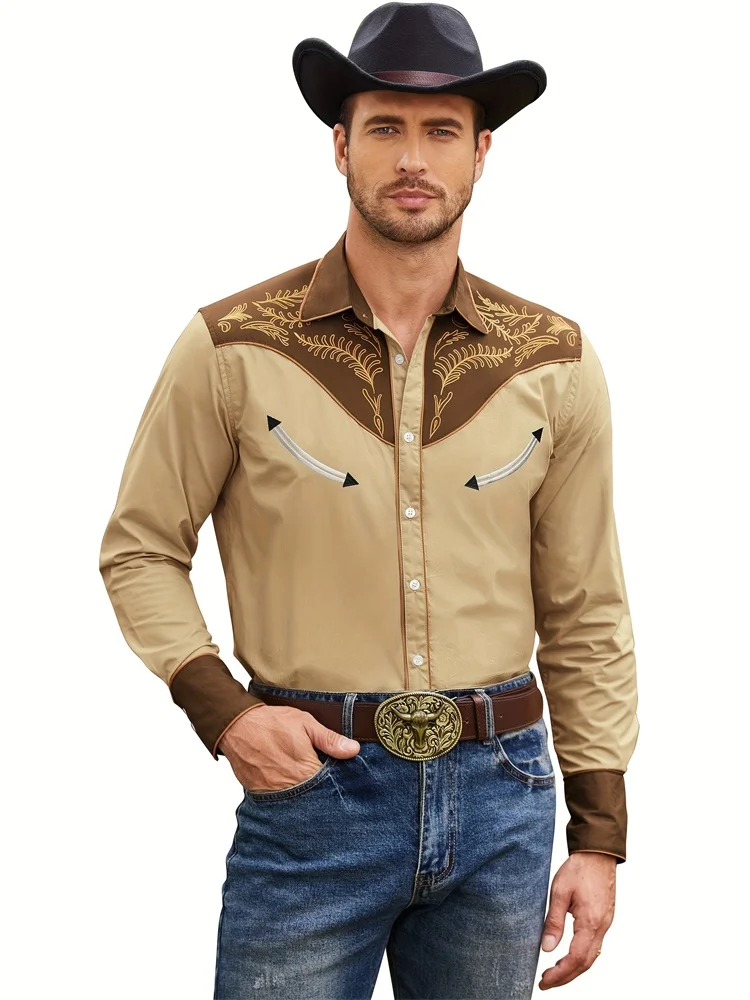 Camisa Masculina Casual 3D Estilo Cowboy – Manga Longa - Imagem 23