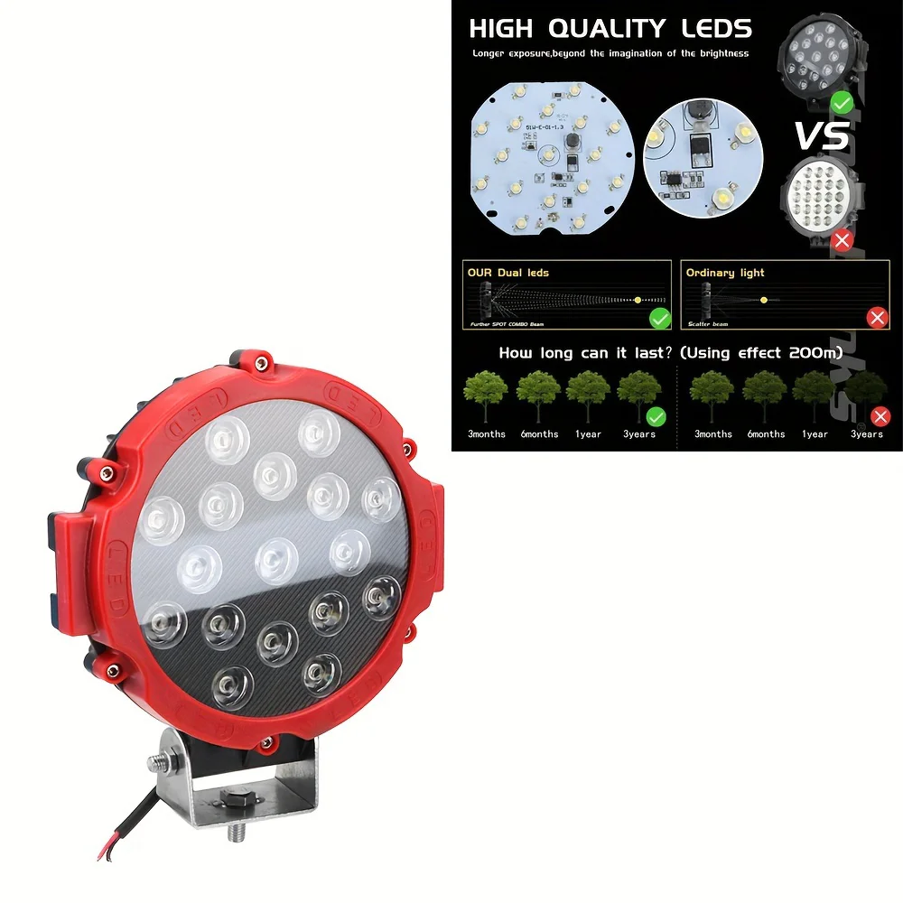 Farol LED 12V 51W Off Road – Spot Light Para Carros, Caminhonetes e Jeep - Imagem 2