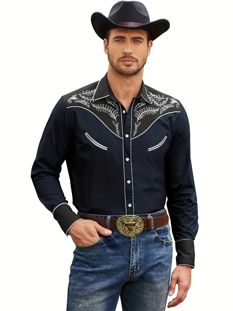 Camisa Masculina Casual 3D Estilo Cowboy – Manga Longa - Imagem 12